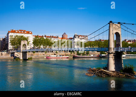 Gateway College Brücke, Rhône Fluß, Lyon, Rhone-Alpes, Frankreich Stockfoto