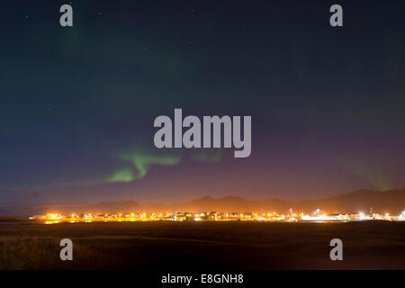 Northern Lights und Sternenhimmel, Höfn, Island Stockfoto