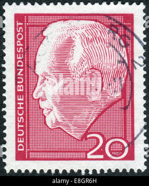 Deutschland - CIRCA 1964: Briefmarke gedruckt in Deutschland, zeigt den Westen Bundespräsident Heinrich Lübke, ca. 1964 Stockfoto