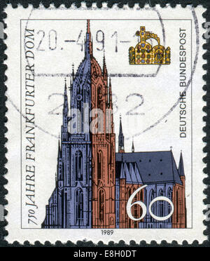 Briefmarke gedruckt in Deutschland, gewidmet den 750. Jahrestag der Frankfurter Dom Stockfoto