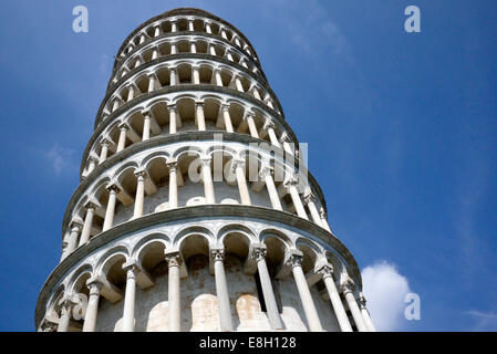 Schiefe Turm von Pisa, Pisa, Toskana, Italien. Detail. Hautnah. Stockfoto