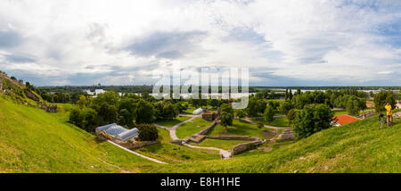 Serbien, Belgrad, Novi Beograd, Blick von Festung von Belgrad nach Flussdelta von Save und Donau Fluß, Panorama Stockfoto