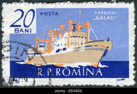 Rumänien - ca. 1961: Briefmarke gedruckt in Rumänien zeigt Freightsteamer "Galati", ca. 1961 Stockfoto