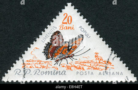 Rumänien - ca. 1960: Briefmarke gedruckt in Rumänien zeigt ein Schmetterling Poplar Admiral (Limenitis Populi), ca. 1960 Stockfoto