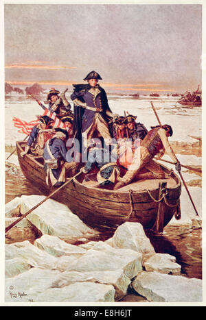 General George Washington überquert den Delaware River 25. Dezember 1776. Siehe Beschreibung für mehr Informationen. Stockfoto