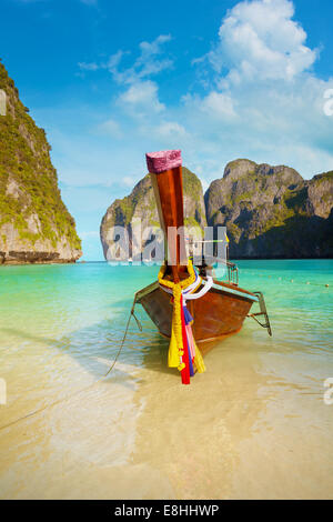 Traditionelle thai Longtail-Boot, Thailand Phi-Phi-Insel. Stockfoto