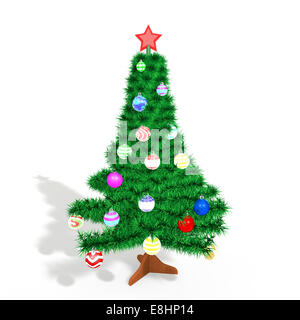 Weihnachtsbaum mit Spielzeug. Isolierte Hintergrund Stockfoto