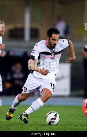 Verona, Italien. 4. Oktober 2014. Francesco Bolzoni (Palermo) Fußball: Italienische "Serie A" match zwischen Hellas Verona 2-1 Palermo Stadium Marc'Antonio Bentegodi in Verona, Italien. © Maurizio Borsari/AFLO/Alamy Live-Nachrichten Stockfoto