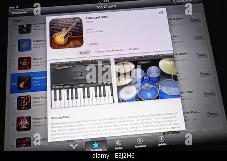 Tambow, Russische Föderation - 20. Januar 2013: GarageBand in Top Charts des App Store auf ein Apple iPad App. Stockfoto