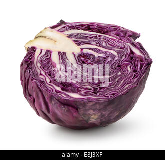 Die Hälfte der Lilakraut isoliert auf weißem Hintergrund Stockfoto