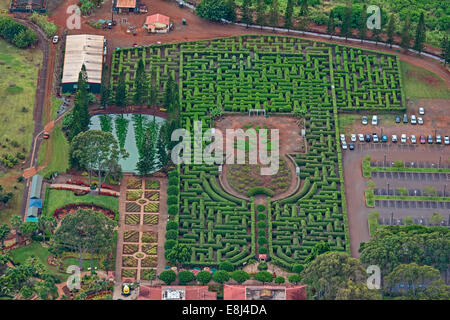 Luftbild, Dole Plantage, dem weltweit größten gepflanzt-Labyrinth, O'ahu, Hawaii, Vereinigte Staaten Stockfoto