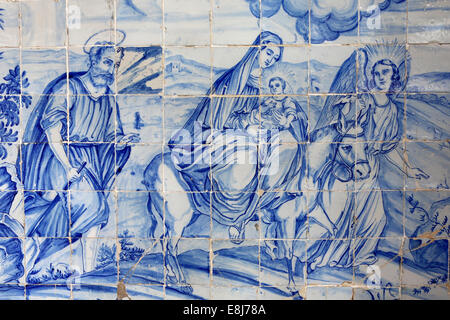 Azulejo in Bonfim Kirche: die Flucht nach Ägypten Stockfoto