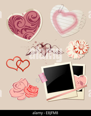 Satz von Valentinstag Scrapbook Design-Elemente. Stockfoto