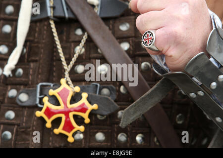 Das mittelalterliche Festival von Provins.  Templer. Stockfoto