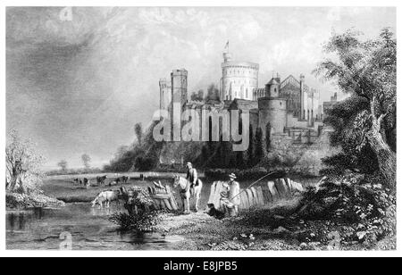 Windsor Castle aus dem Westen um 1880 Stockfoto