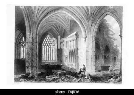 Innenraum der Heiligen Kreuz Holycross Abbey Mainistir Na Croise Naofa auf Suir County Tipperary Irland um 1840 Stockfoto