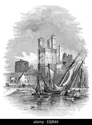 Eagle Tower Carnarvon Castle Caernarfon North Wales Caernarfon Walisisch Castell konstruiert Gwynedd, Nordwales west König Edward ich Stockfoto