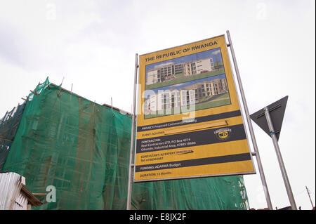 Ruanda, KIGALI: Es gibt viele Baustellen in der Hauptstadt. Stockfoto