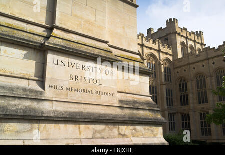 Dh der Universität Bristol Clifton Bristol Universität Bristol melden Wills Memorial Building historischen uk Stockfoto