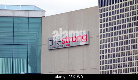 Das Strong National Museum of Play Zeichen in Rochester, New York Stockfoto