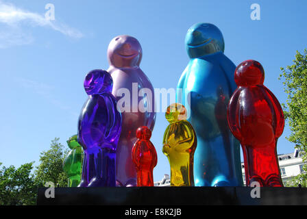 Mauro Perucchetti Jelly Baby Familie Skulpturen in London Marble Arch angezeigt Stockfoto