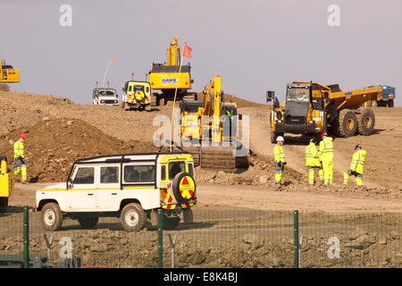 Hinkley Punkt C Somerset, UK. 9. Oktober 2014. Bauarbeiten am neuen Hinkley Point "C" Nuclear Power Station Schritte einen Gang höher, nachdem die Europäische Union die £ 24,5 Milliarden-Projekt genehmigt. Stockfoto