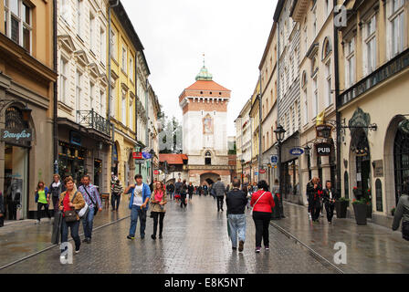 Florians Street und St. Florians Tor in Krakau Stockfoto