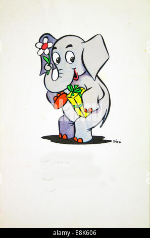 2. Dezember 2009 - Postkarte gedruckt in DDR zeigt Elefant mit Geschenken, ca. 1985 (Credit-Bild: © Igor Golovniov/ZUMA Wire/ZUMAPRESS.com) Stockfoto