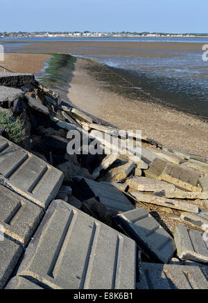 Mersea Ost: Küstenschutz Stockfoto