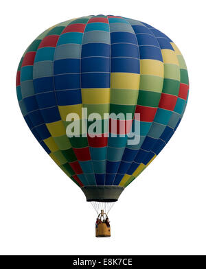 Bunter Heißluftballon gegen weiß Stockfoto