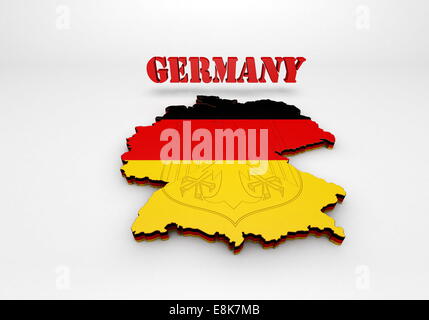 3D-Illustration Karte von Deutschland mit Flagge Stockfoto