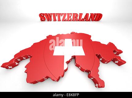 3D-Illustration Karte der Schweiz mit Flagge Stockfoto