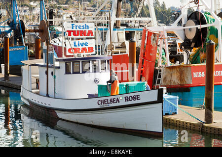 Die Chelsea-Rose vor Anker in Yaquina Bay Newport, Oregon, Vereinigte Staaten von Amerika Stockfoto