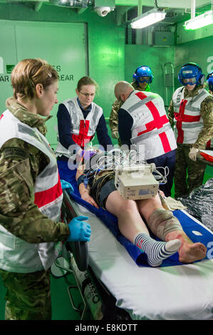 RFA Argus, der Royal Navy primäre Casualty Rezeption, Krankenhaus und Flugzeuge unterstützen Schiff. Stockfoto