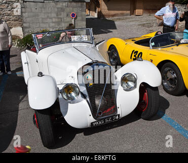 Oldtimer-Show in Praz-Sur-Arly (Alpen, Frankreich) Stockfoto