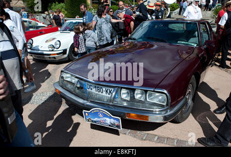 Oldtimer-Show in Praz-Sur-Arly (Alpen, Frankreich) Stockfoto