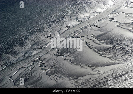 Luftaufnahme, Priel bei Ebbe, das Wattenmeer in der deutschen Bucht, Nordsee, Deutschland Stockfoto