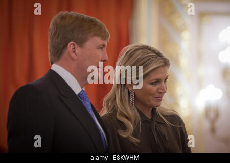 Niederländischer König Willem-Alexander und seine Frau Königin Maxima Treffen russischen Präsidenten Vladimir Putin im Moskauer Kreml. Stockfoto