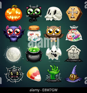 Halloween Cartoon Icons Set Stockfoto