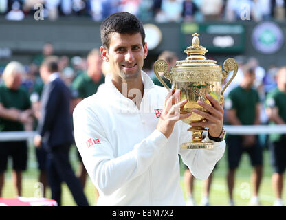 Novak Djokovic (SRB), Wimbledon-Sieger 2014, London, England Stockfoto