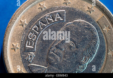 Nahaufnahme eines spanischen zwei Euro (2 EUR) Münze Stockfoto