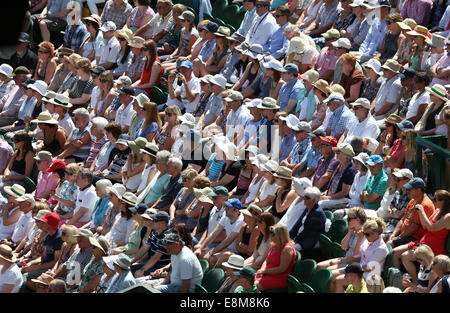 Zuschauer bei den Wimbledon Championships 2014, London, England. Stockfoto