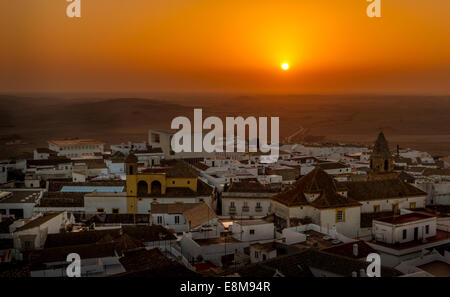 Sonnenuntergang über Medina Sidonia, Andalusien, Spanien Stockfoto