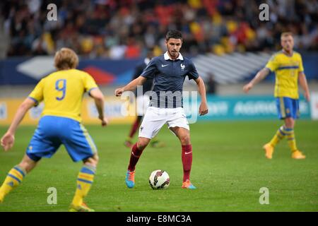 Stade-Le Mans, Le Mans, Frankreich. 10. Oktober 2014. U23-internationaler Fußball. Euro 2015-Qualifikationsspiel zwischen Frankreich und Schweden. Morgan Sanson (Fra) Credit: Action Plus Sport/Alamy Live News Stockfoto