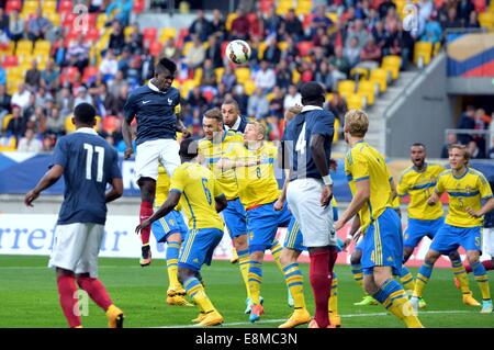 Stade-Le Mans, Le Mans, Frankreich. 10. Oktober 2014. U23-internationaler Fußball. Euro 2015-Qualifikationsspiel zwischen Frankreich und Schweden. Samuel Umtiti (Fra) Credit: Action Plus Sport/Alamy Live News Stockfoto