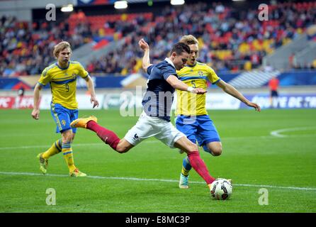 Stade-Le Mans, Le Mans, Frankreich. 10. Oktober 2014. U23-internationaler Fußball. Euro 2015-Qualifikationsspiel zwischen Frankreich und Schweden. Florian Thauvin (Fra) Credit: Action Plus Sport/Alamy Live News Stockfoto