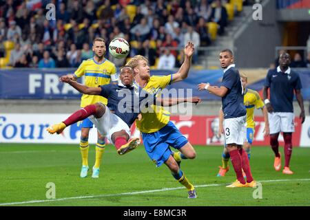 Stade-Le Mans, Le Mans, Frankreich. 10. Oktober 2014. U23-internationaler Fußball. Euro 2015-Qualifikationsspiel zwischen Frankreich und Schweden. Anthony Martial (Fra) Credit: Action Plus Sport/Alamy Live News Stockfoto