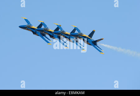 El Centro, Kalifornien, durchführen 12. März 2014 - US Navy Flight Demonstration Squadron, die Blue Angels, der Echelon-Parade-dur Stockfoto