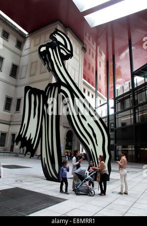 Familienausflug, Pinselstrich von Roy Lichtenstein im Reina Sofia Museum zu sehen. Stockfoto