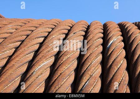 Nahaufnahme des alten Stahlseil, Stockfoto